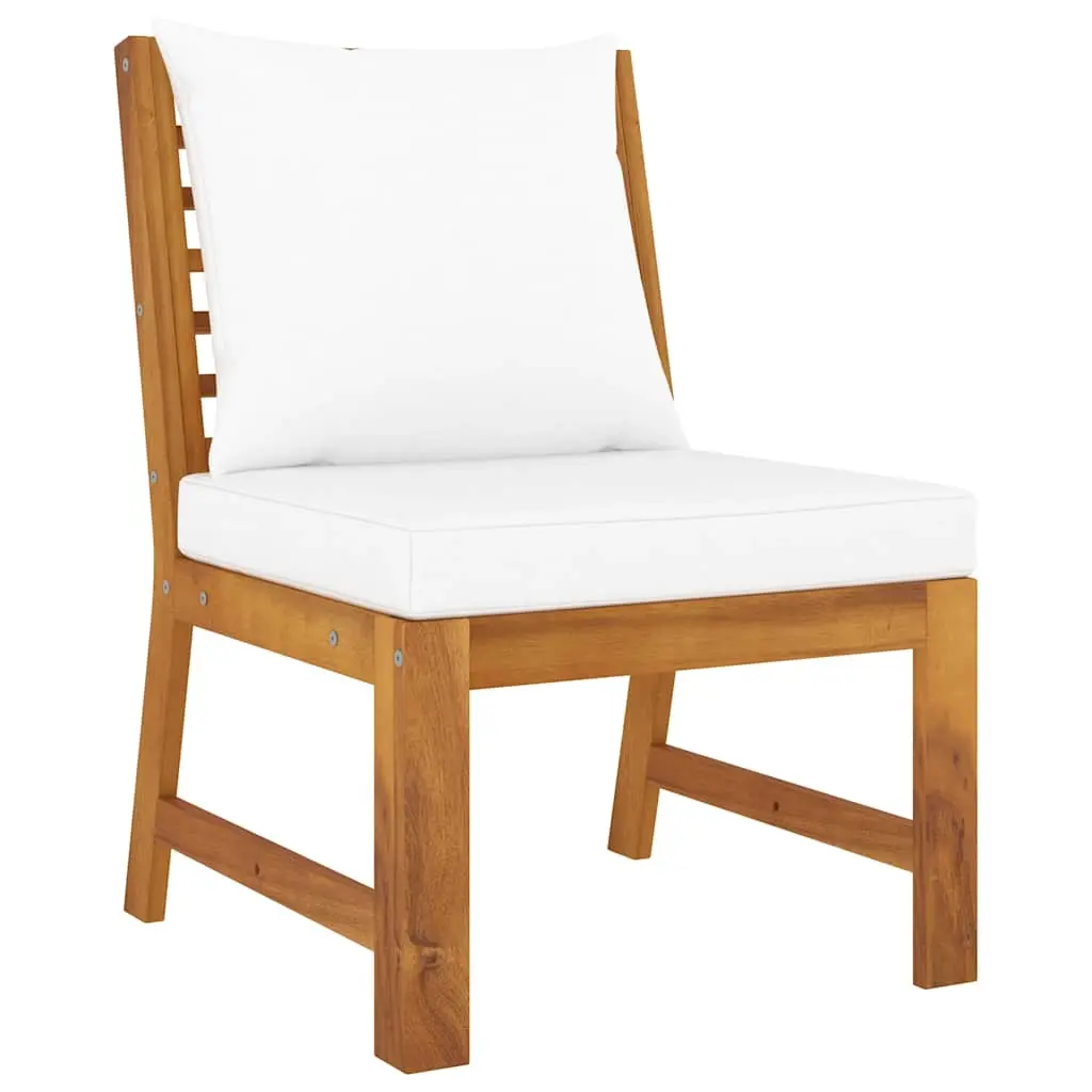 Sectional Middle Sofa with Cream Cushion Solid Acacia Wood 311842 - Furniture