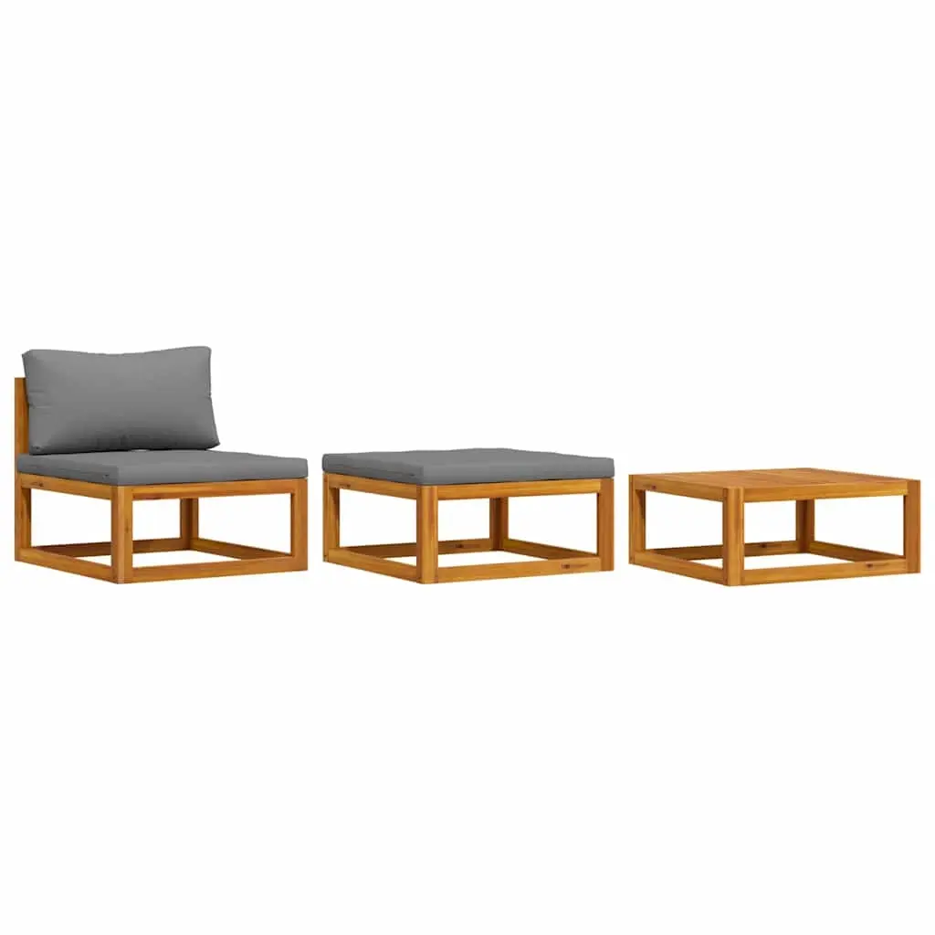 3 Piece Garden Lounge Set with Cushions Solid Acacia Wood 311854 - Furniture