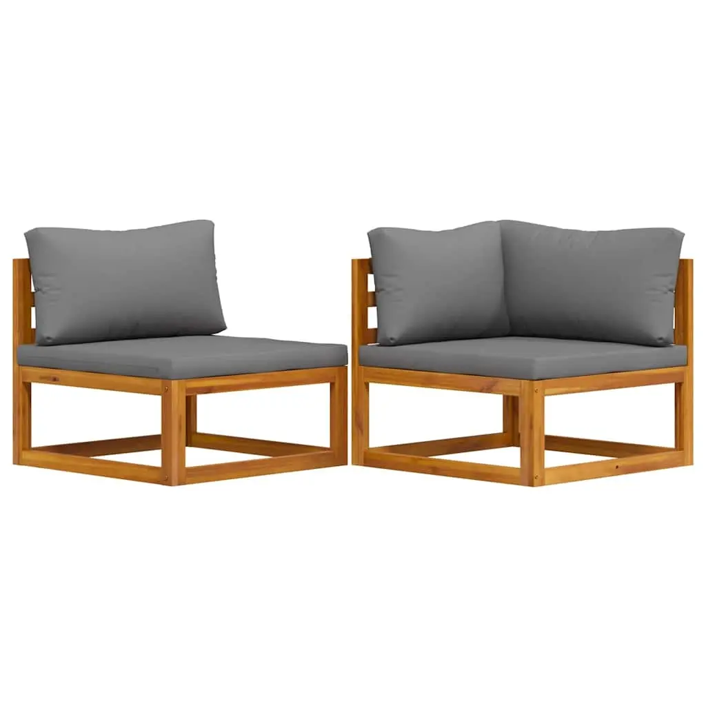 2 Piece Sofa Set with Dark Grey Cushions Solid Acacia Wood 311856 - Furniture
