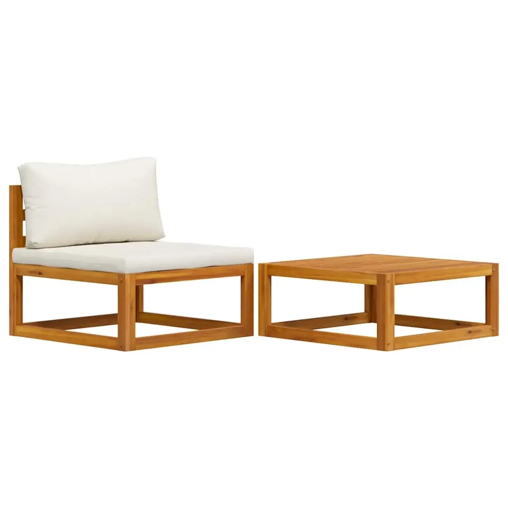 2 Piece Garden Sofa Set with Cushion Solid Acacia Wood 311859 - Furniture