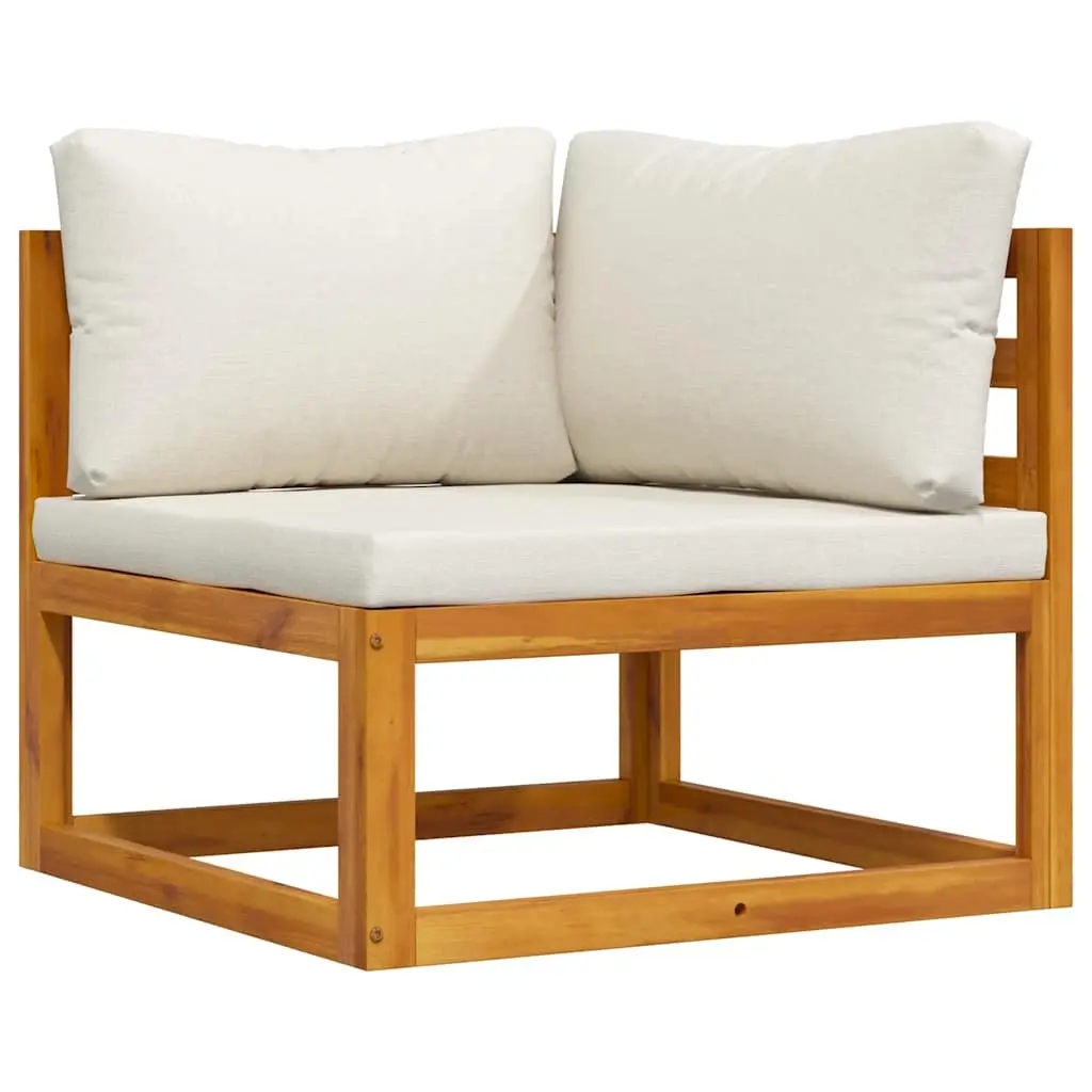 Sectional Corner Sofa & Cream White Cushion Solid Acacia Wood 311861 - Furniture