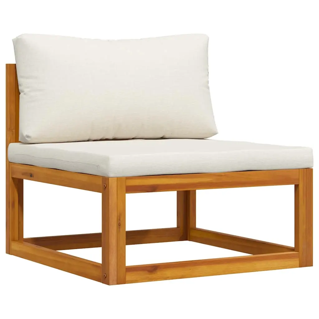 Sectional Middle Sofa & Cream White Cushion Solid Acacia Wood 311863 - Furniture