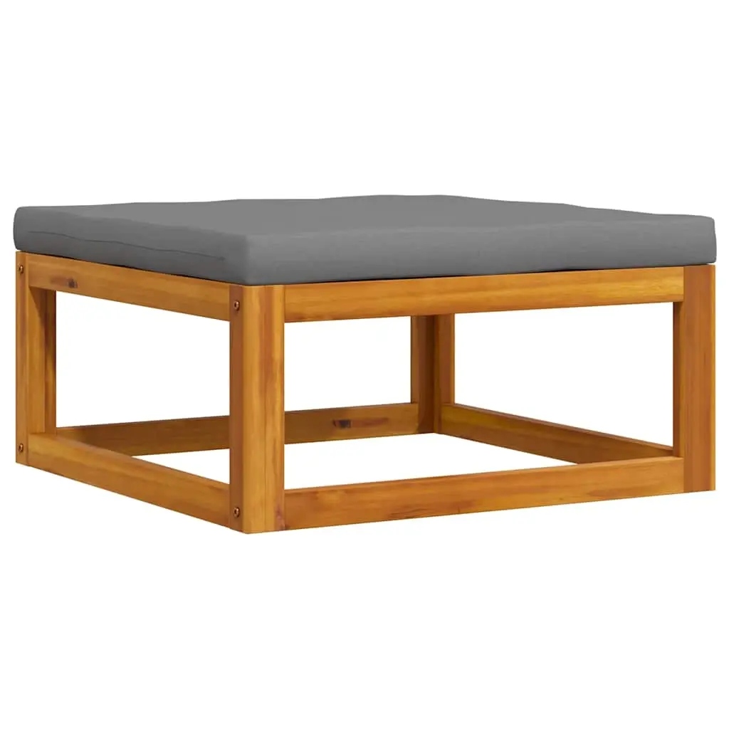 Footrest with Dark Grey Cushion Solid Acacia Wood 311864 - Furniture