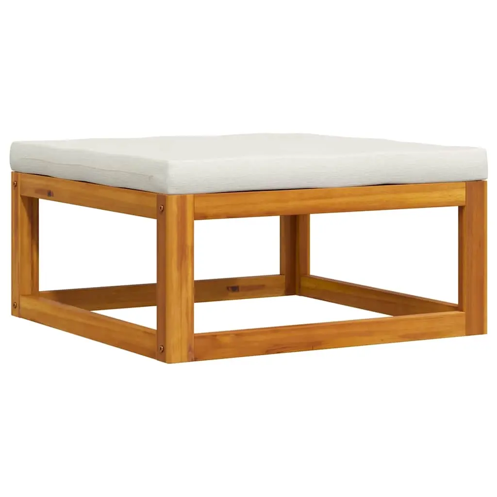 Footrest with Cream White Cushion Solid Acacia Wood 311865 - Furniture