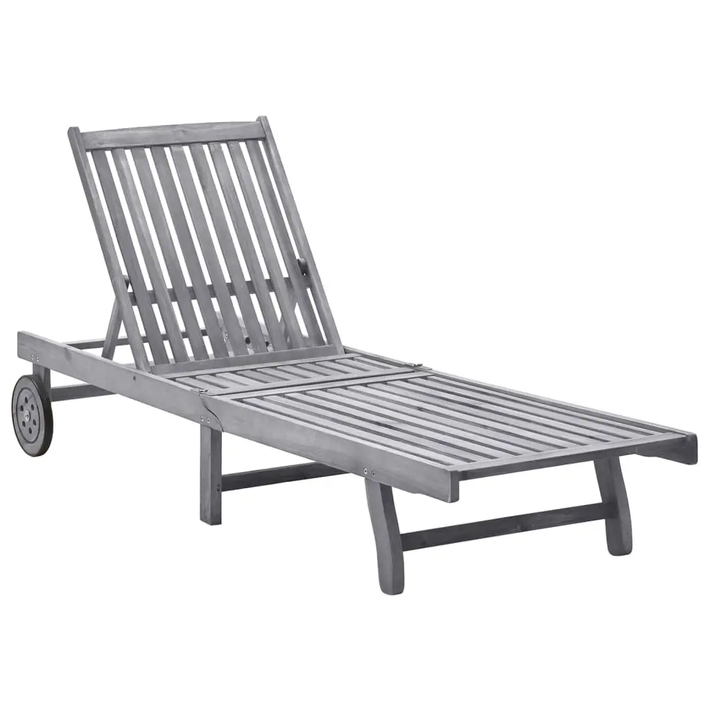 Sun Lounger Solid Acacia Wood 311872 - Up to 65% off Outdoor Furniture