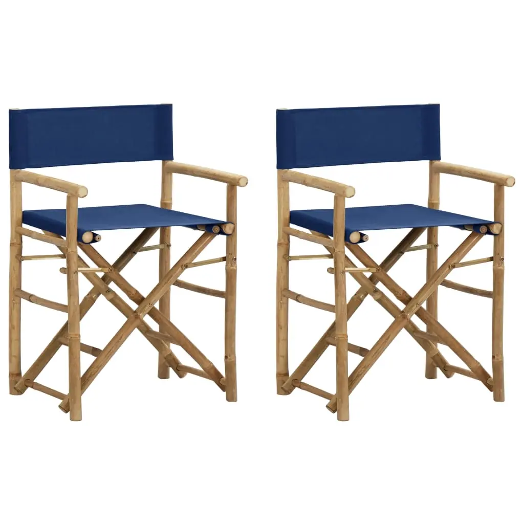 Folding Director's Chairs 2 pcs Blue Bamboo and Fabric 313030 - Furniture
