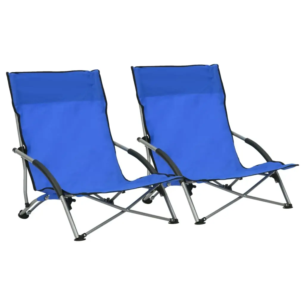 Folding Beach Chairs 2 pcs Blue Fabric 312488 - Furniture