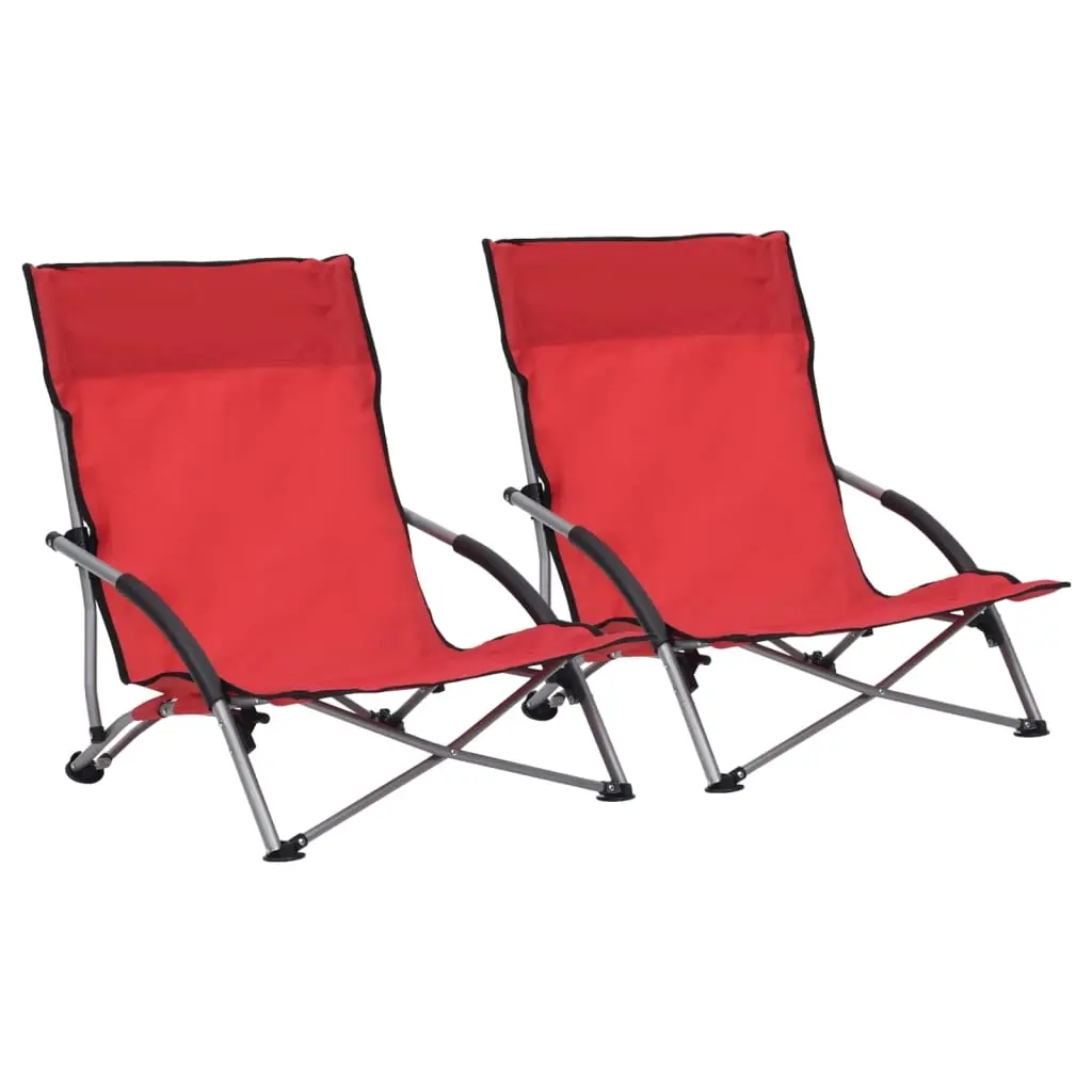 Folding Beach Chairs 2 pcs Red Fabric 312490 - Furniture