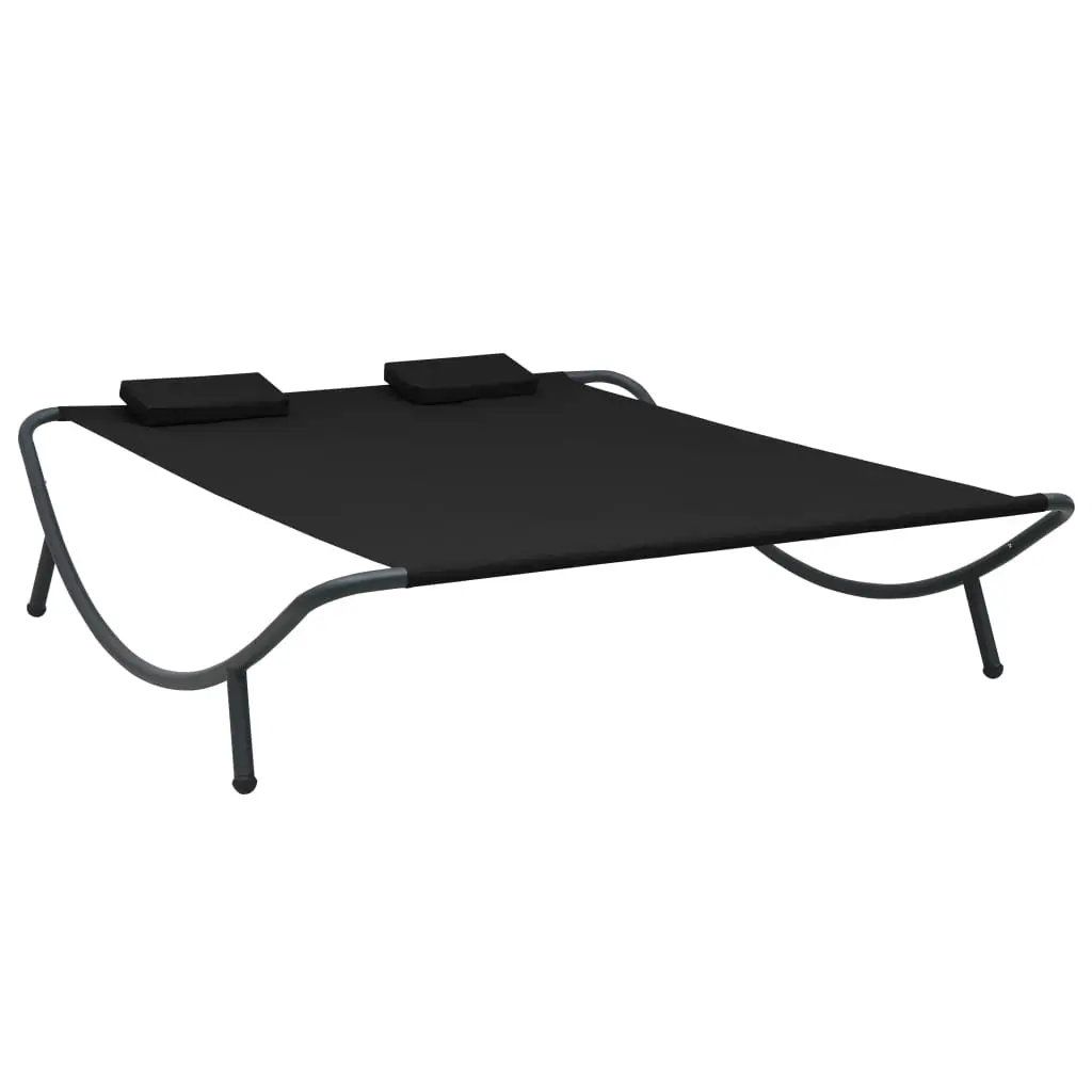 Outdoor Lounge Bed Fabric Black 313529 - Furniture