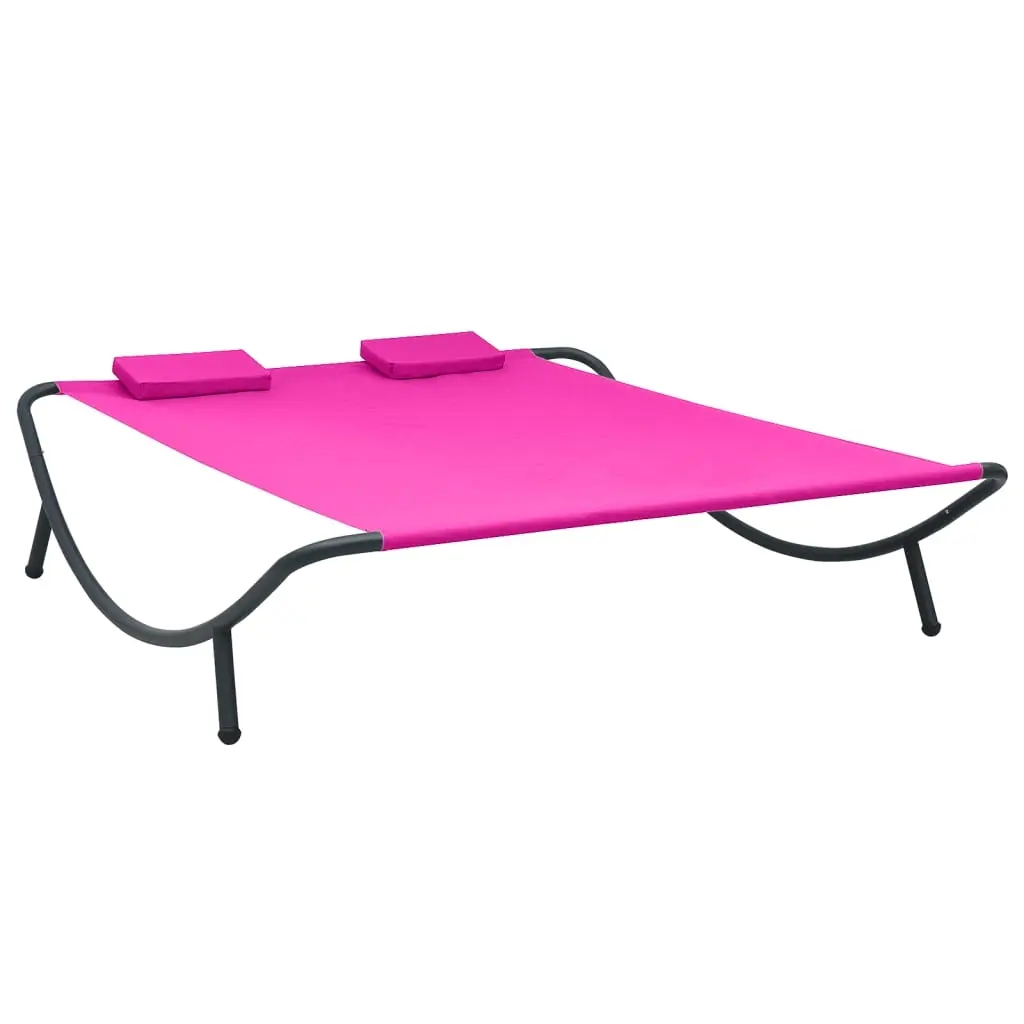 Outdoor Lounge Bed Fabric Pink 313532 - Furniture