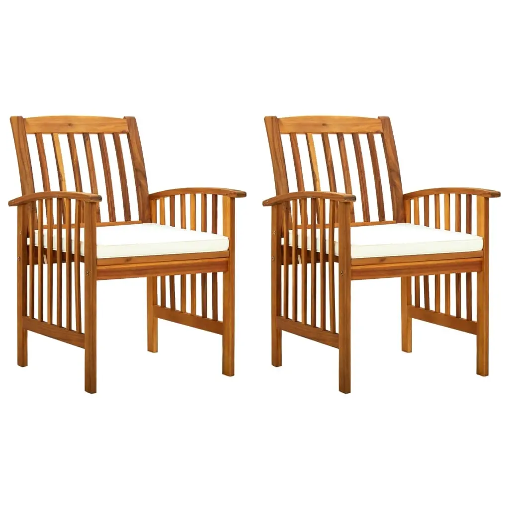 Garden Dining Chairs 2 pcs with Cushions Solid Acacia Wood 312128 - Furniture