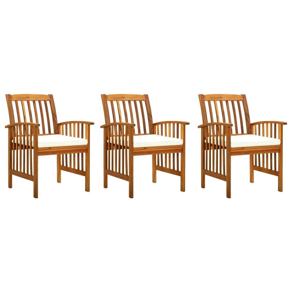 Garden Dining Chairs 3 pcs with Cushions Solid Acacia Wood 312129 - Furniture
