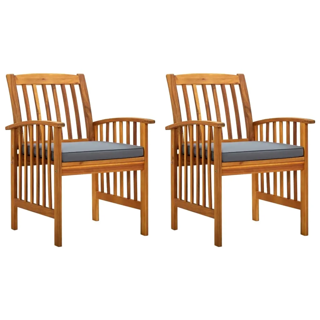 Garden Dining Chairs 2 pcs with Cushions Solid Acacia Wood 312130 - Furniture