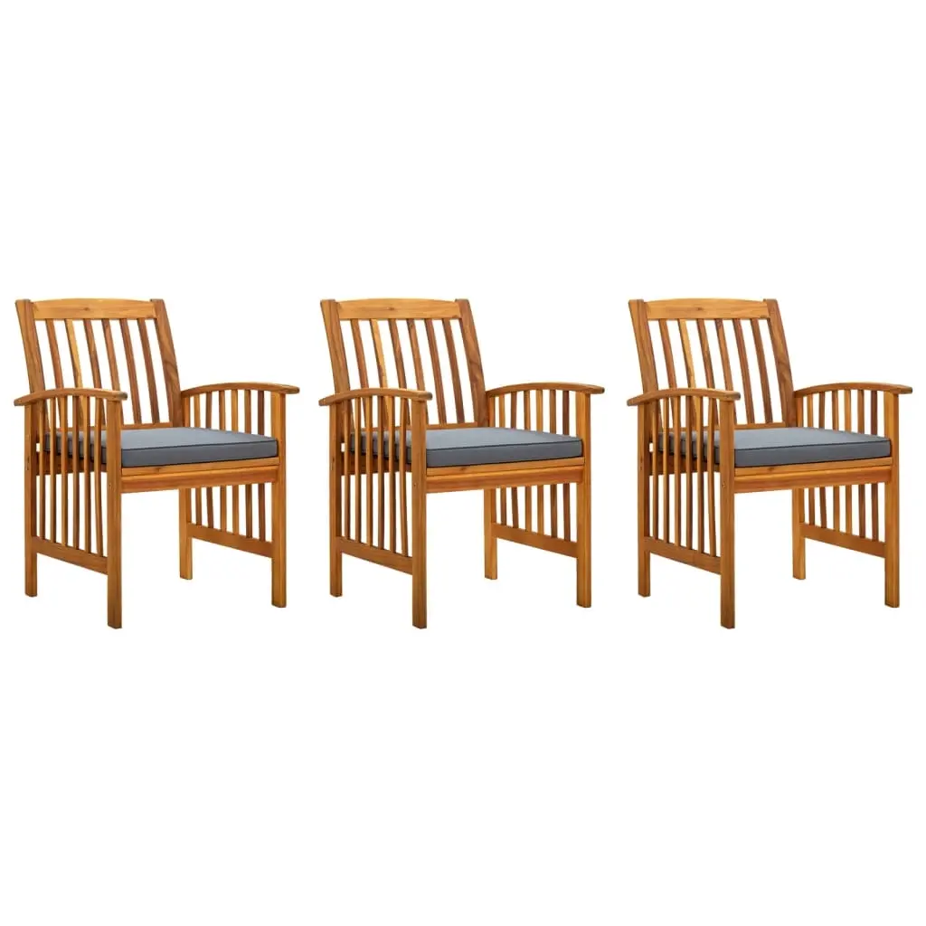 Garden Dining Chairs 3 pcs with Cushions Solid Acacia Wood 312131 - Furniture