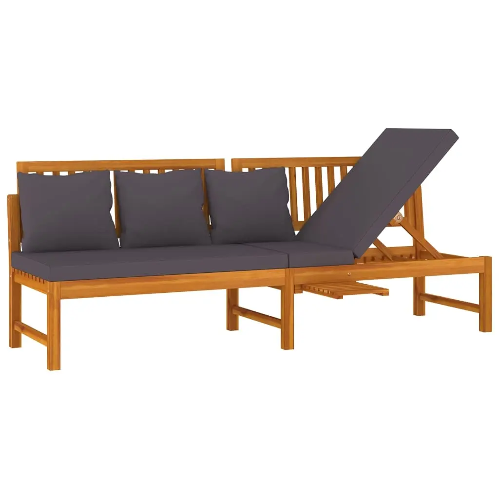 Day Bed with Grey Cushion 200x60x75 cm Solid Wood Acacia 312145 - Furniture