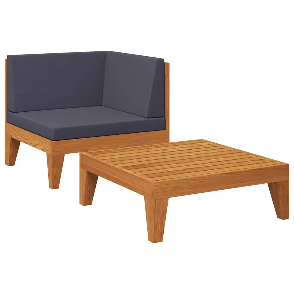 2 Piece Garden Lounge Set with Cushions Solid Acacia Wood 312147 - Furniture