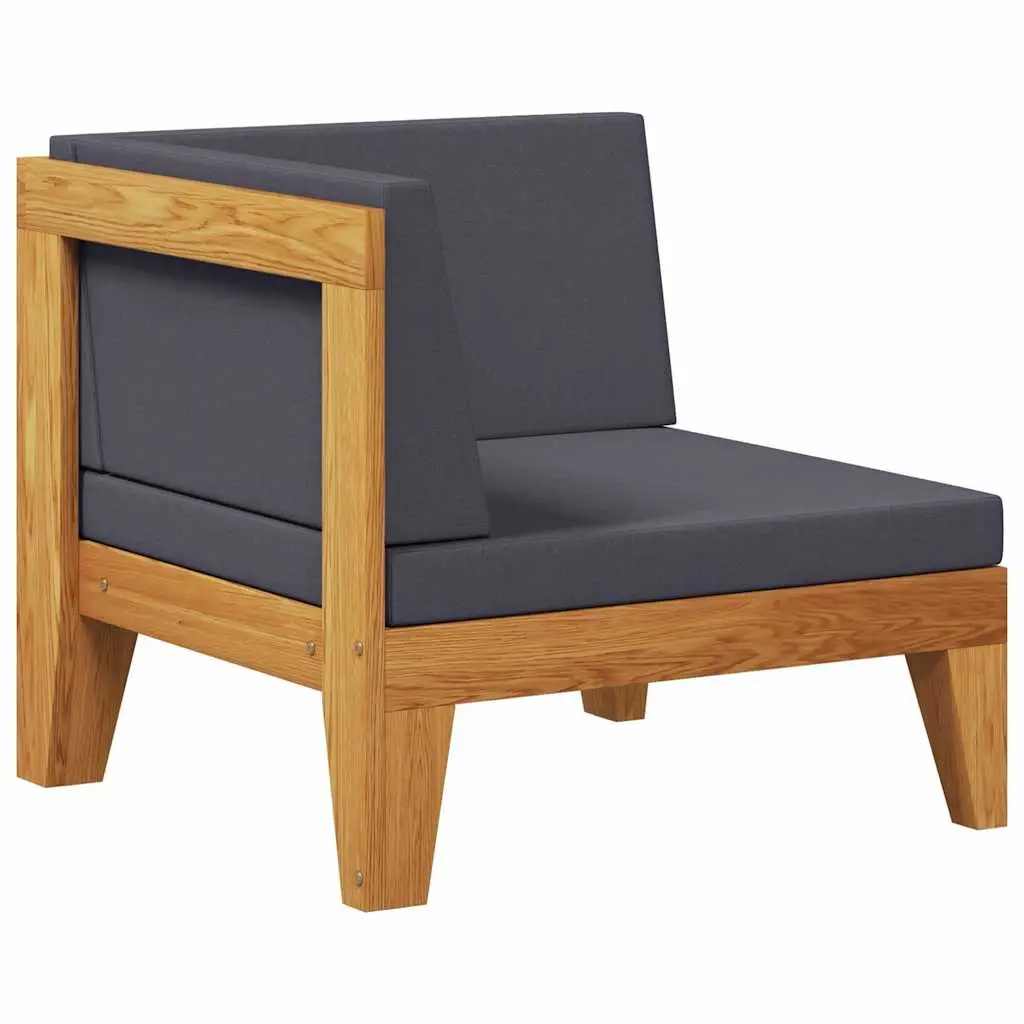 Sectional Corner Sofa and Dark Grey Cushions Solid Acacia Wood 312149 - Furniture