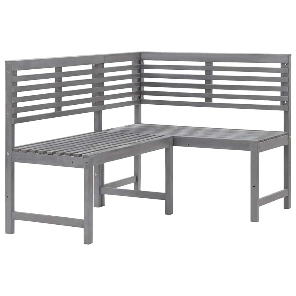 Garden Corner Bench Grey 140 cm Solid Acacia Wood 312423 - Furniture