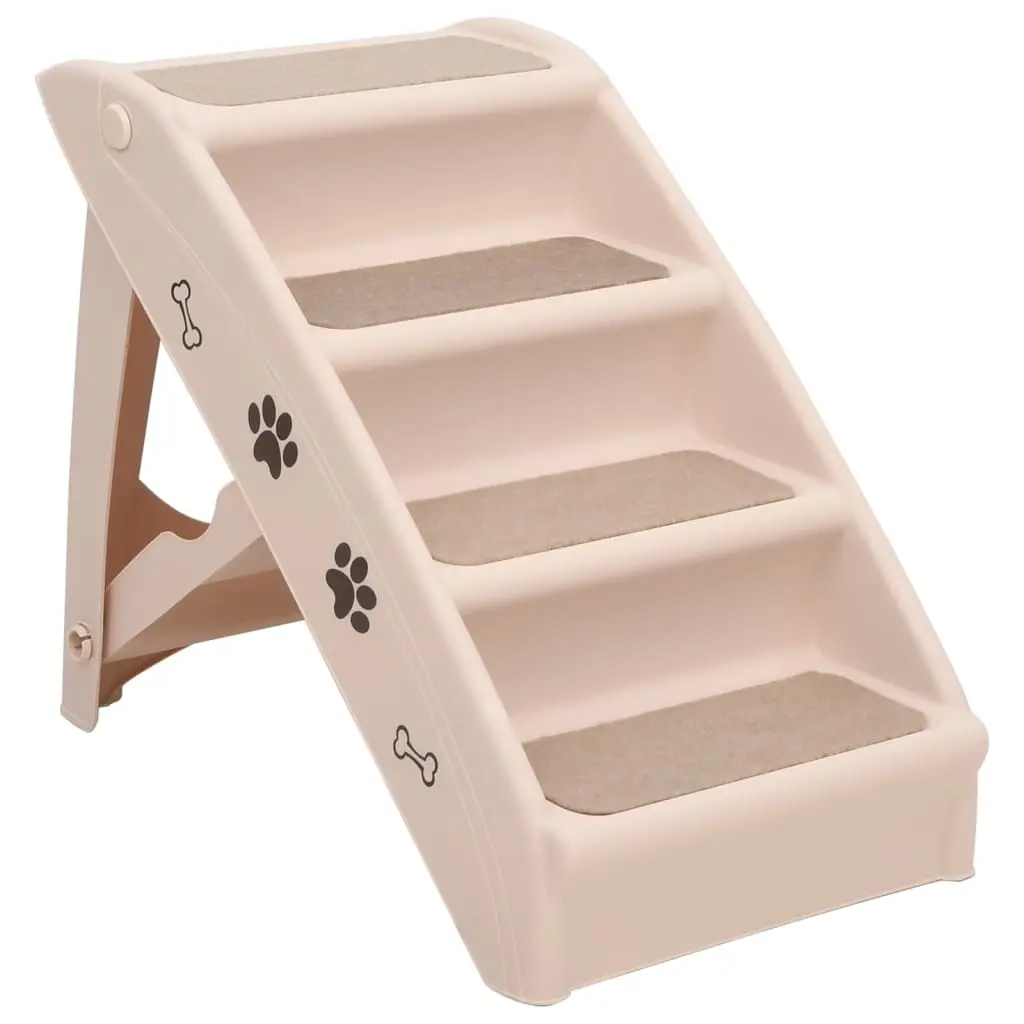 Folding Dog Stairs Cream 62x40x49.5 cm 170984 - Pets