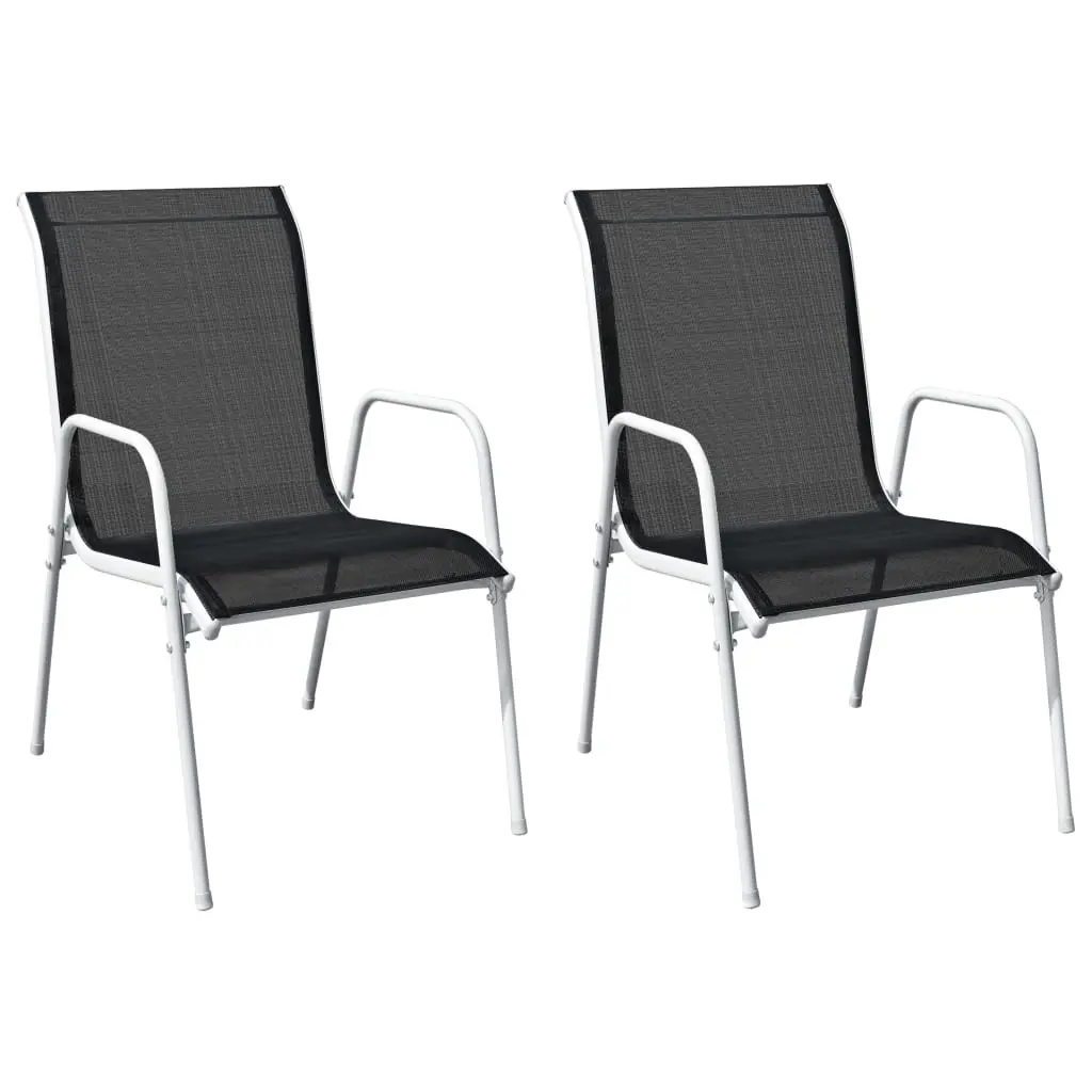 Stackable Garden Chairs 2 pcs Steel and Textilene Black 313070 - Furniture