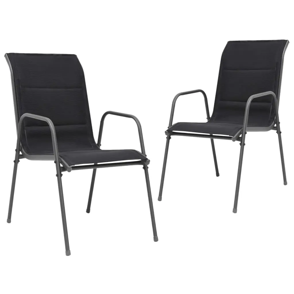 Stackable Garden Chairs 2 pcs Steel and Textilene Black 313072 - Furniture