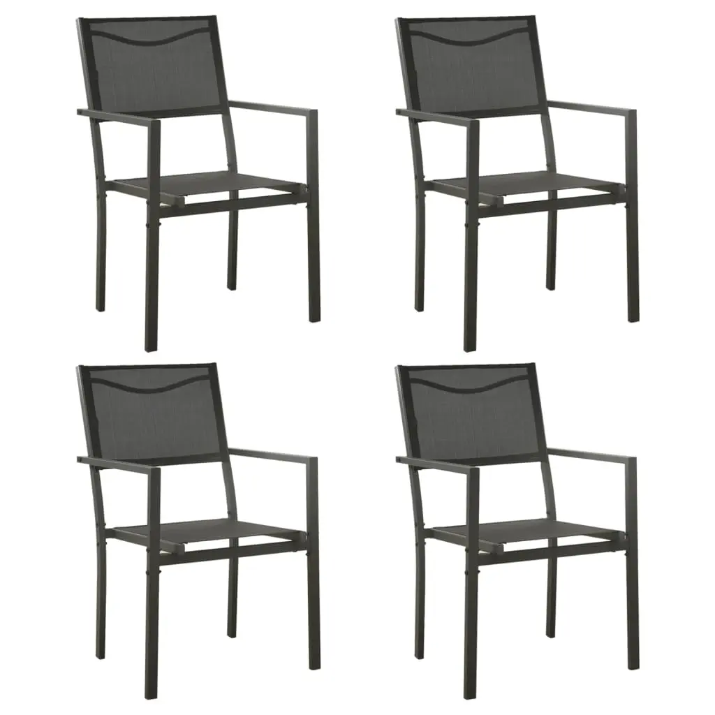 Garden Chairs 4 pcs Textilene and Steel Black and Anthracite 313078 - Furniture