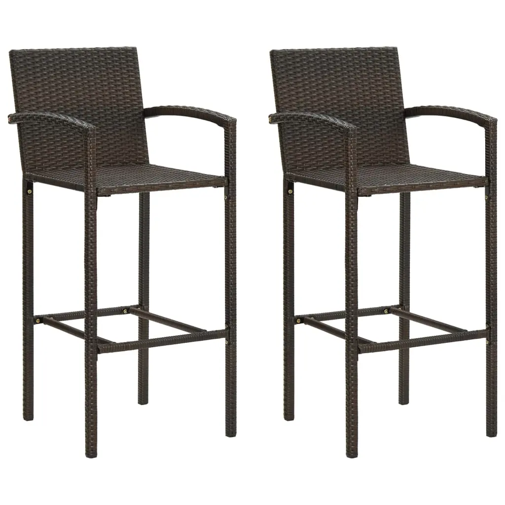 Bar Stools 2 pcs Brown Poly Rattan 313451 - Furniture