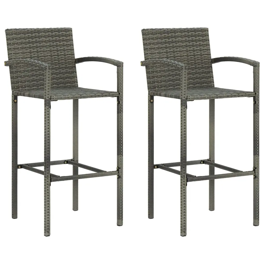 Bar Stools 2 pcs Grey Poly Rattan 313453 - Furniture