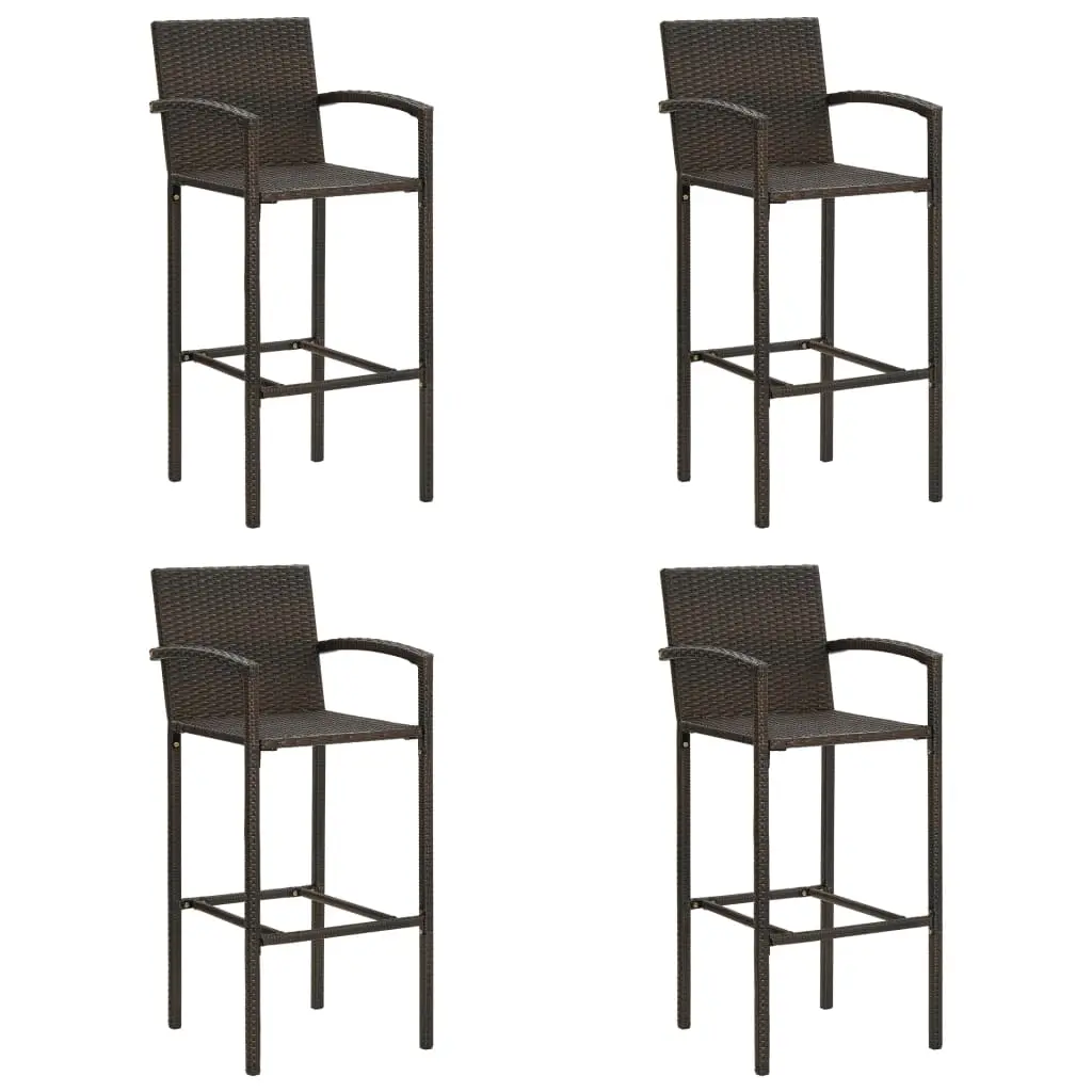 Bar Stools 4 pcs Brown Poly Rattan 313454 - Furniture