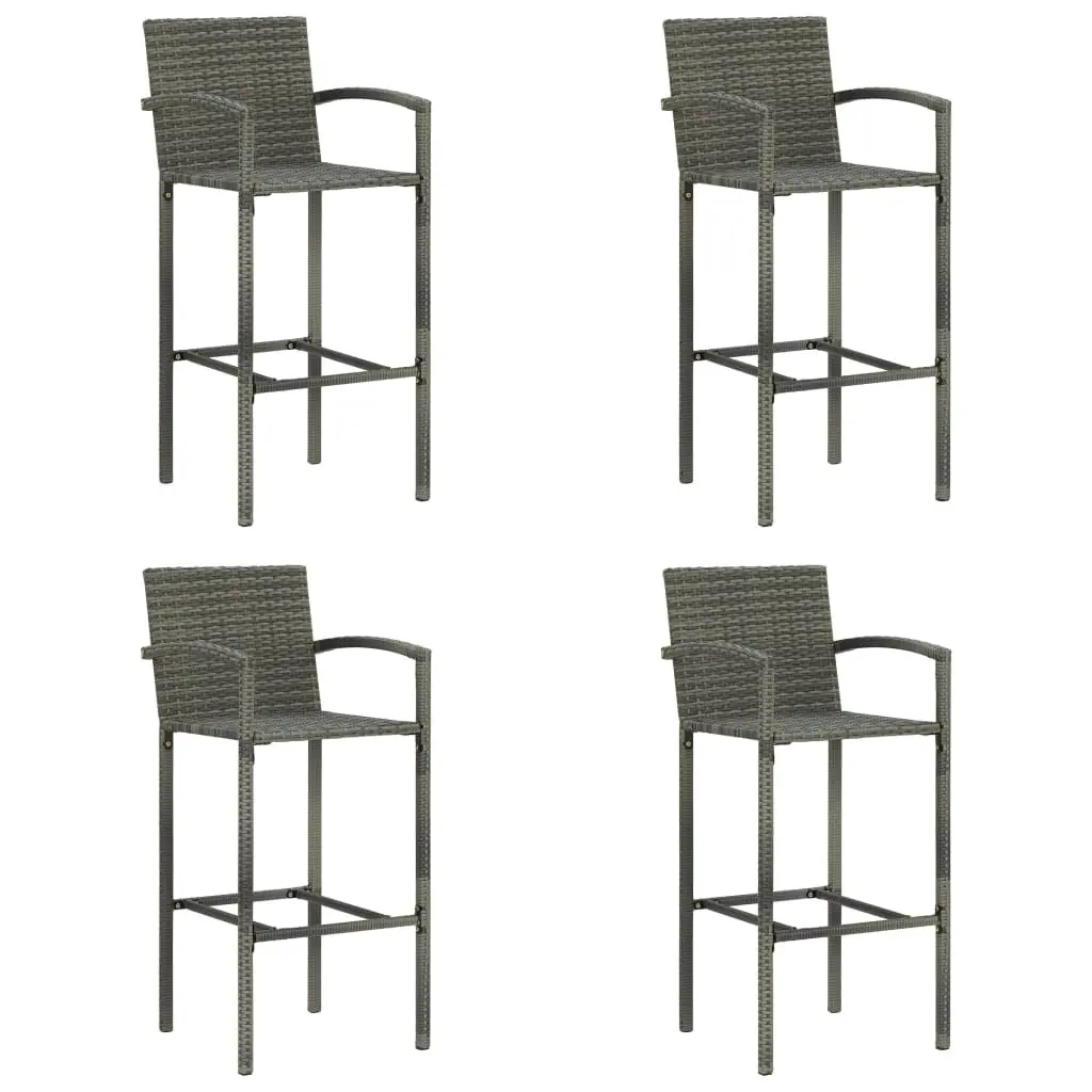 Bar Stools 4 pcs Grey Poly Rattan 313456 - Furniture