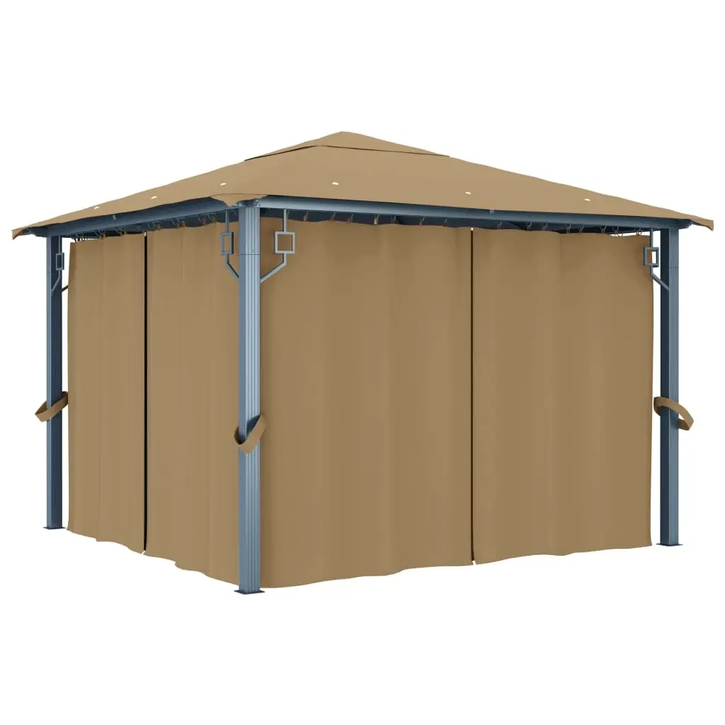 Gazebo with Curtain 300x300 cm Taupe Aluminium 313893 - Home & Garden