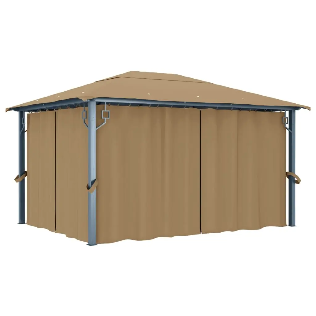 Gazebo with Curtain 400x300 cm Taupe Aluminium 313894 - Home & Garden