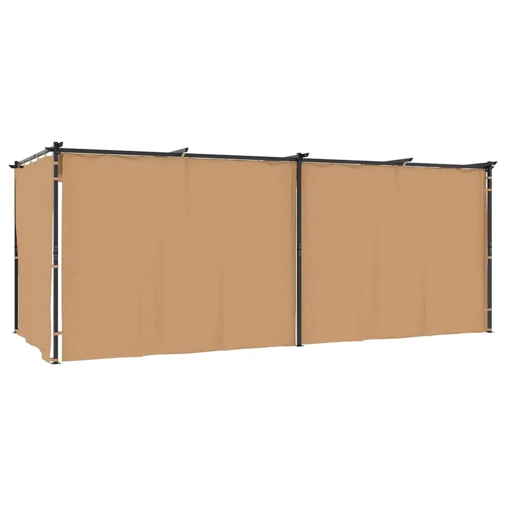 Gazebo with Curtains 6x3 m Taupe Steel 313900 - Home & Garden