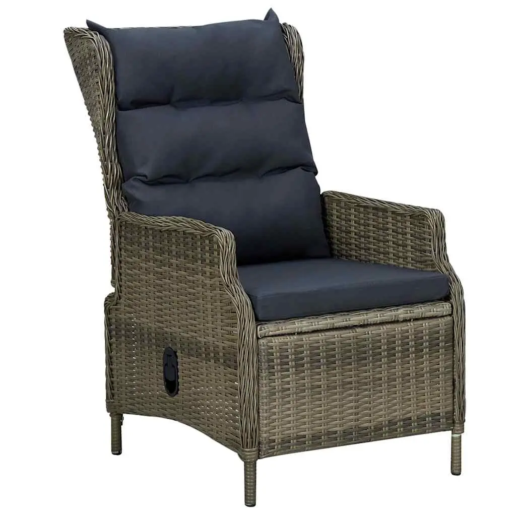 Reclining Garden Chair with Cushions Poly Rattan Brown 313302 - Furniture