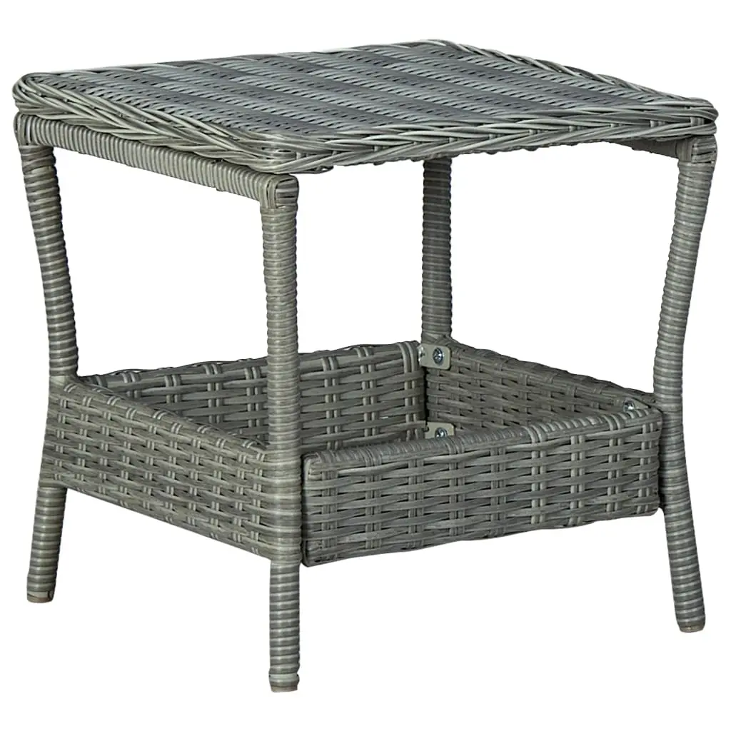 Garden Table Light Grey 45x45x46.5 cm Poly Rattan 313307 - Furniture