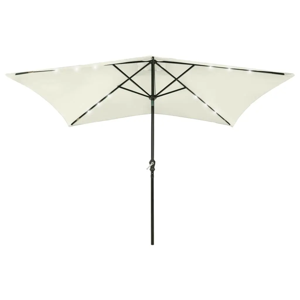 Garden Parasol with LEDs and Steel Pole Sand 2x3 m 313787 - Home & Garden