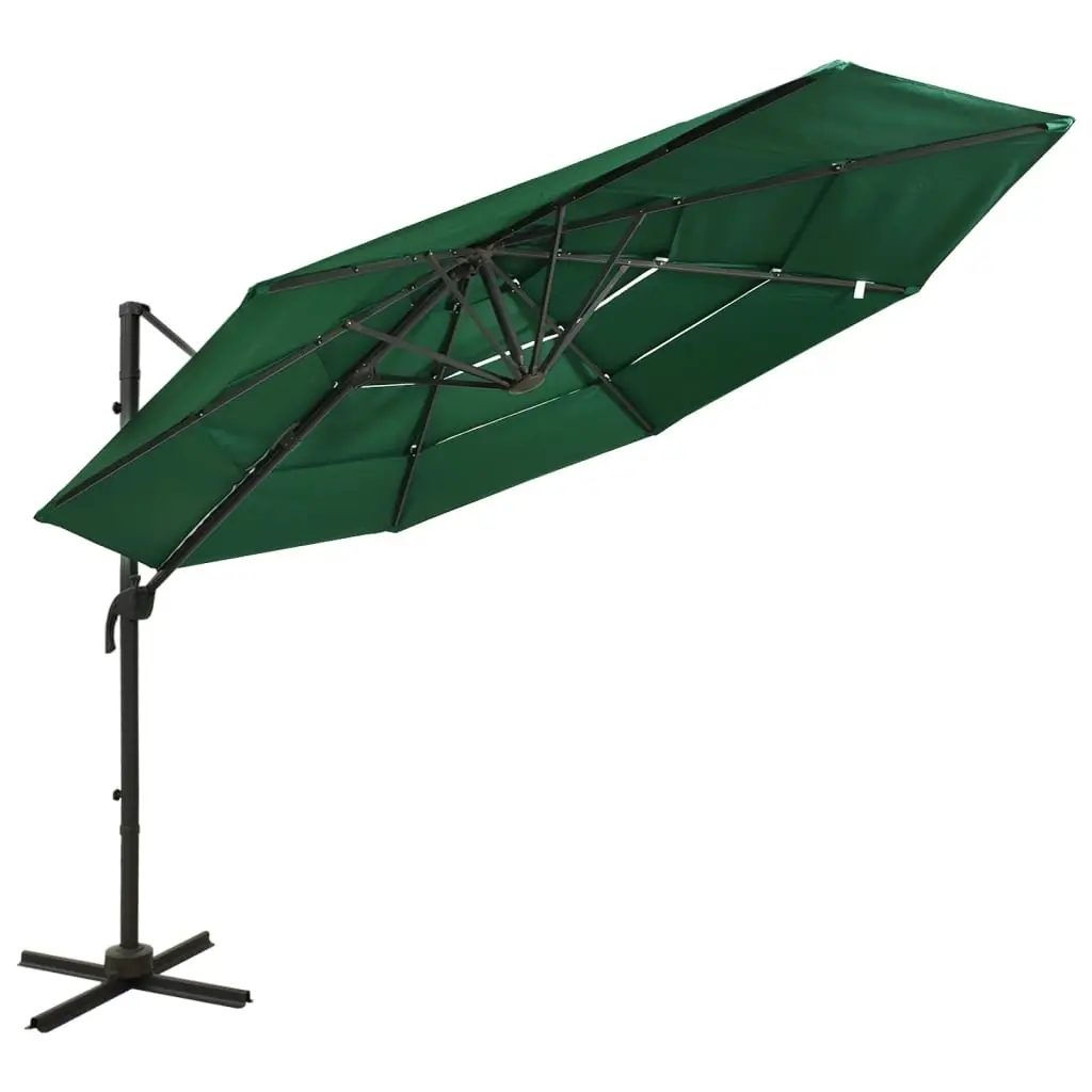 4-Tier Garden Parasol with Aluminium Pole Green 3x3 m 313829