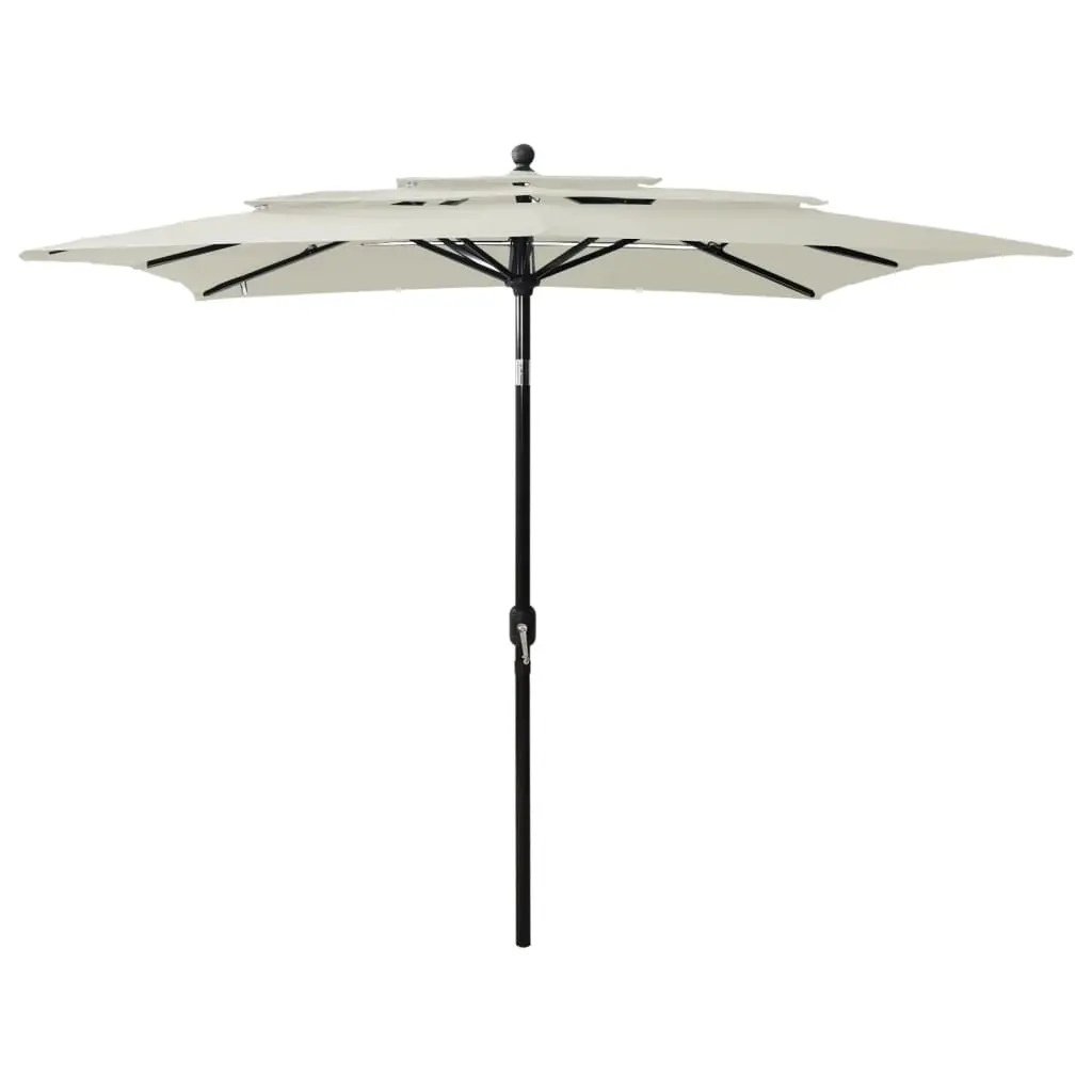 3-Tier Garden Parasol with Aluminium Pole Sand 2.5x2.5 m 313836