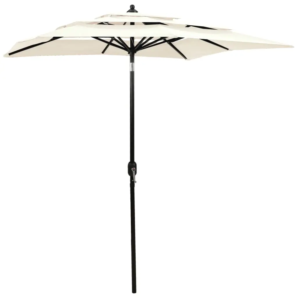 3-Tier Garden Parasol with Aluminium Pole Sand 2x2 m 313844