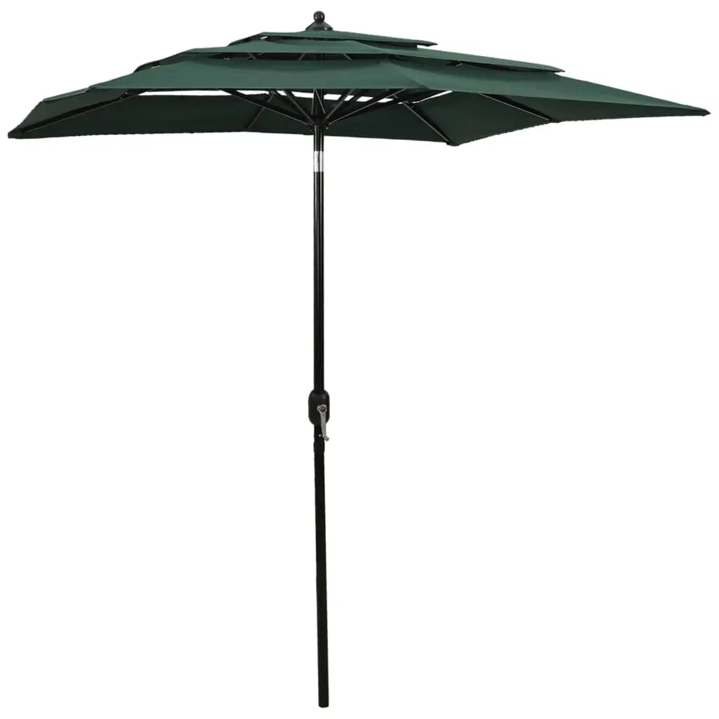 3-Tier Garden Parasol with Aluminium Pole Green 2x2 m 313845