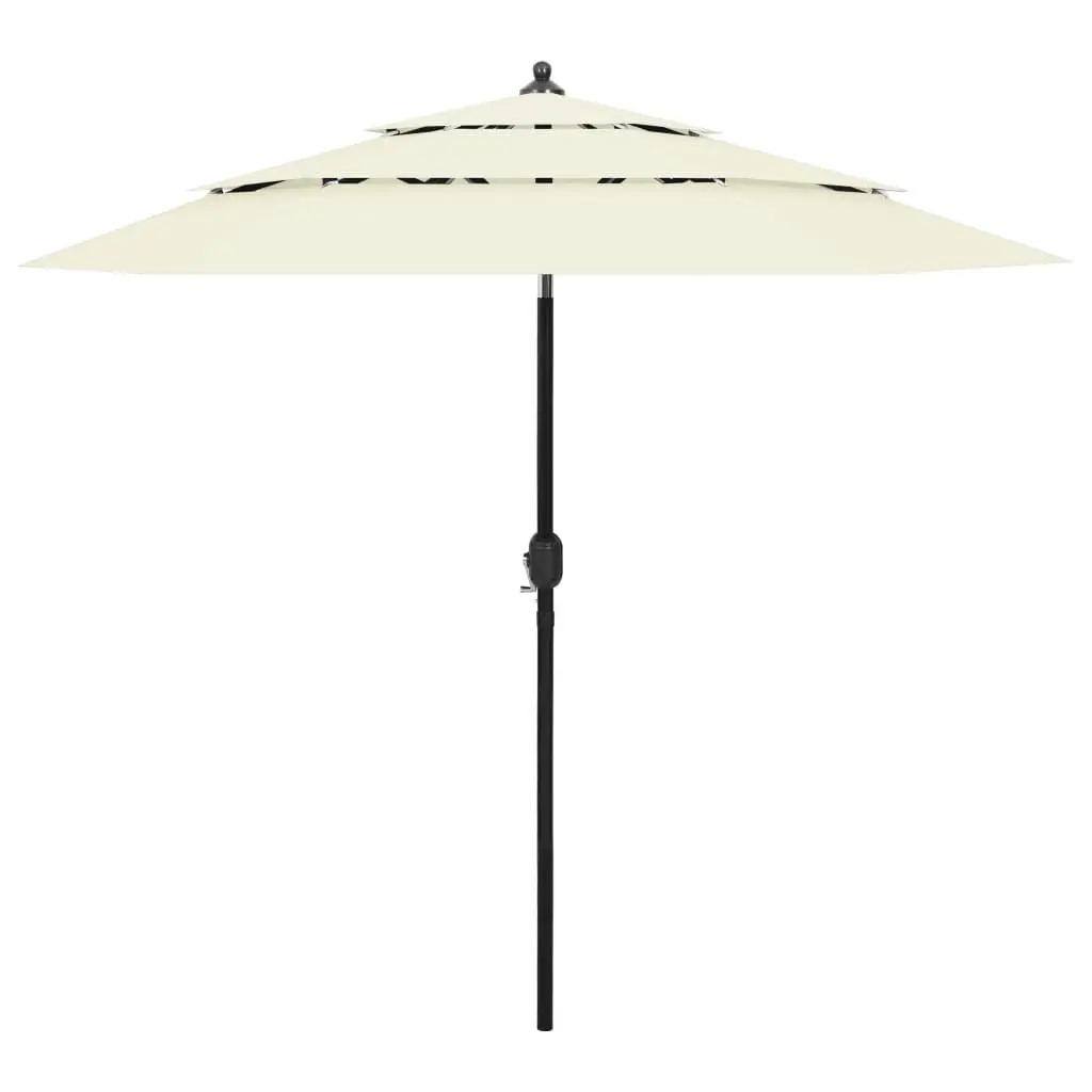 3-Tier Garden Parasol with Aluminium Pole Sand 2.5 m 313860