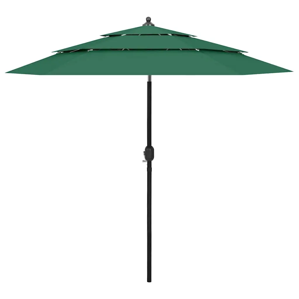 3-Tier Garden Parasol with Aluminium Pole Green 2.5 m 313861