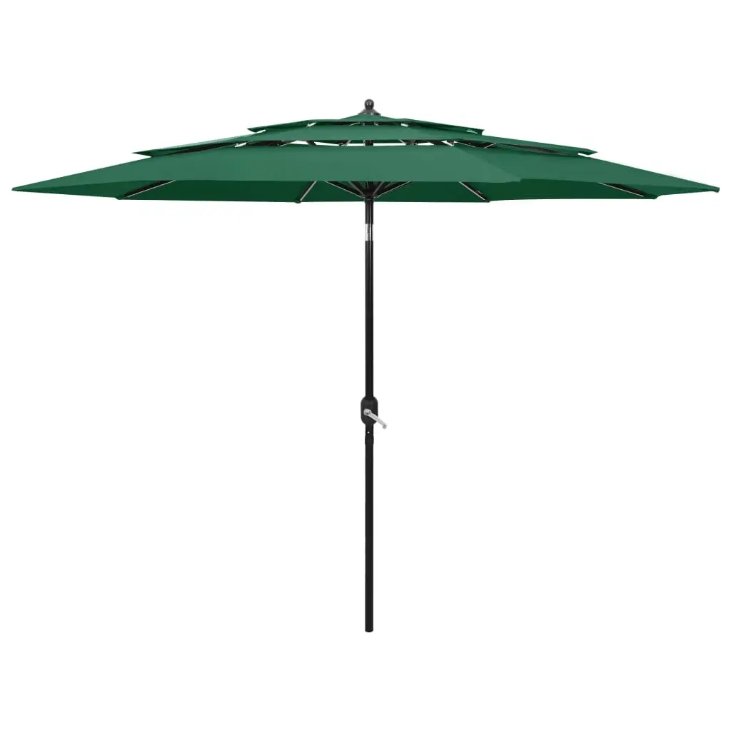 3-Tier Garden Parasol with Aluminium Pole Green 3 m 313869