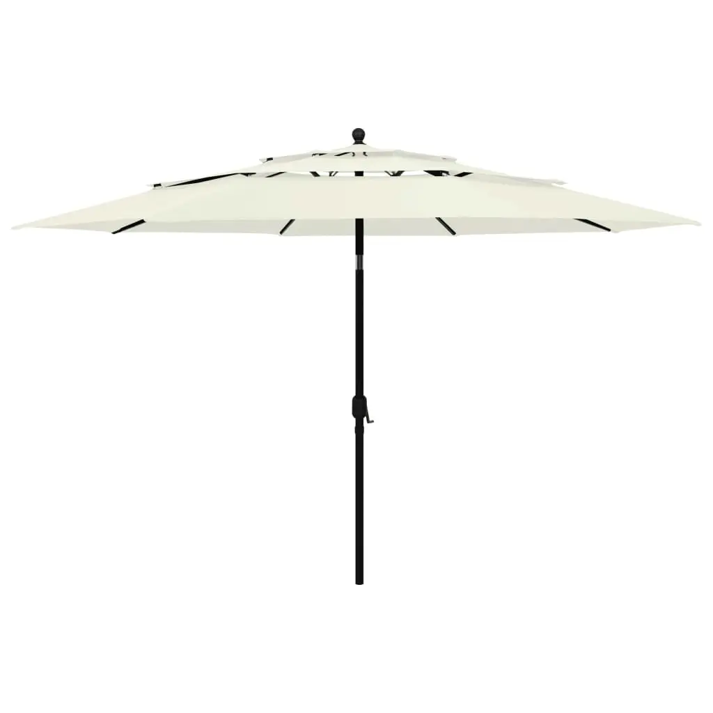 3-Tier Garden Parasol with Aluminium Pole Sand 3.5 m 313876