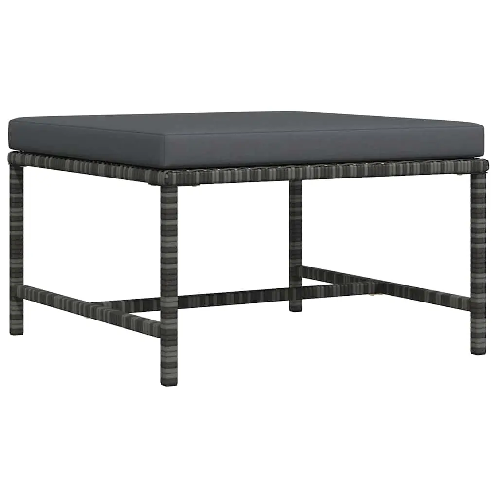 Sectional Footrest with Cushion Grey Poly Rattan 313495 - Furniture