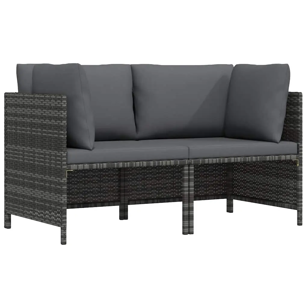 2-Seater Garden Sofa with Cushions Grey Poly Rattan 313498