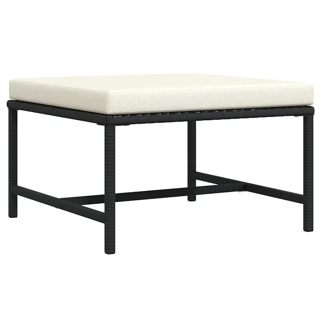 Sectional Footrest with Cushion Black Poly Rattan 313509 - Furniture