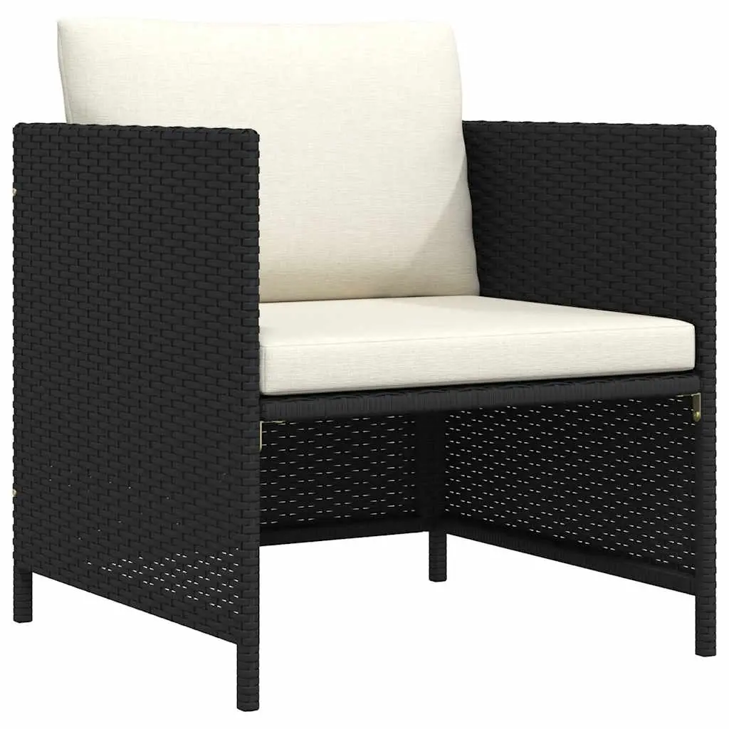 Garden Sofa with Cushions Black Poly Rattan 313510 - Furniture