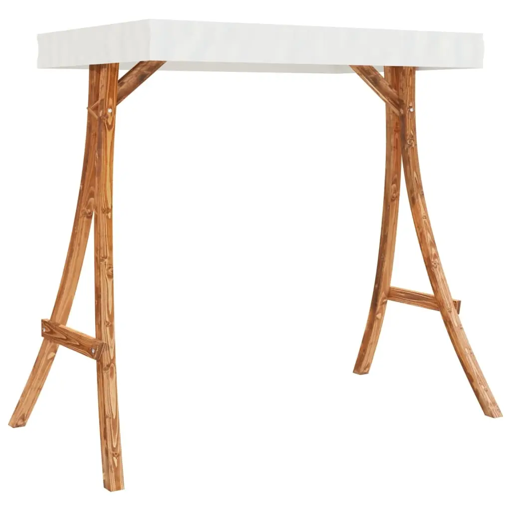 Swing Frame with Cream Roof Solid Bent Wood with Teak Finish 313937 - Home & Garden