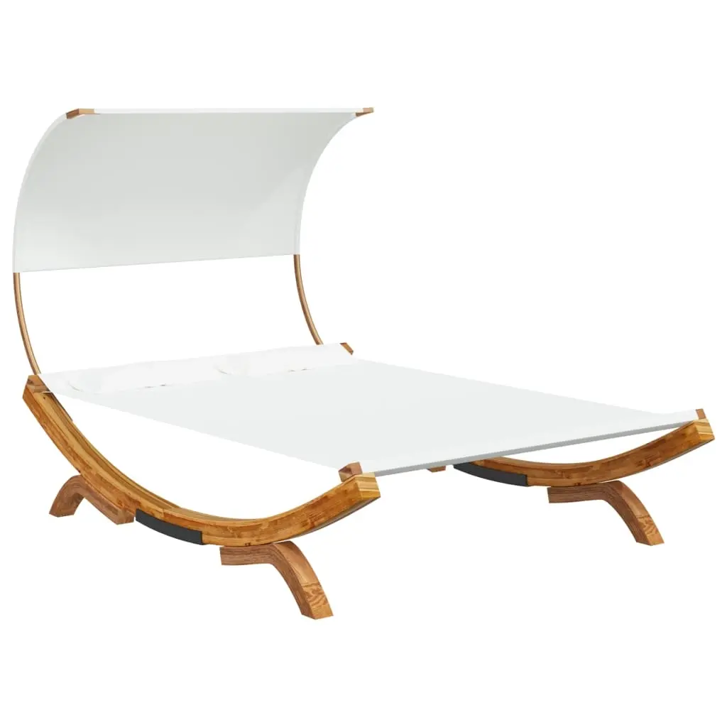 Outdoor Lounge Bed with Canopy 165x203x126 cm Solid Bent Wood Cream 313953 - Furniture